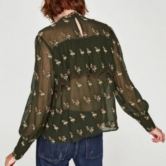 Zara Sheer Embroidered Top. - Picture 2 of 6